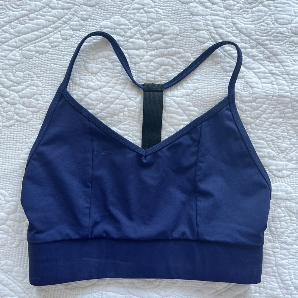 Navy Blue Seamless Sports Bra with Racerback